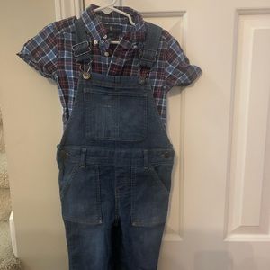 Ralph Lauren plaid button up & Oshkosh overalls